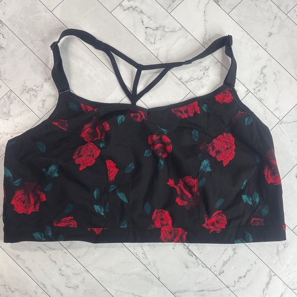 Livi Active Other - NWOT Livi Active Lane Bryant Sports Bra Black Floral Low Impact NO WIRE 26/28